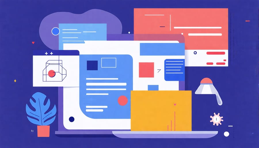 Abstract depiction of digital marketing channels and e-commerce platforms