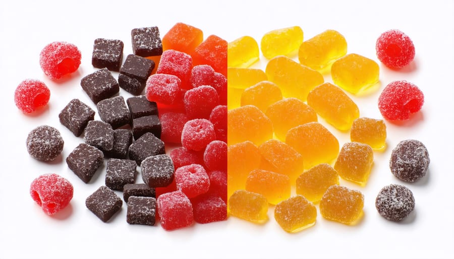 Illustration comparing nutritional retention between freeze-dried and traditional candy.